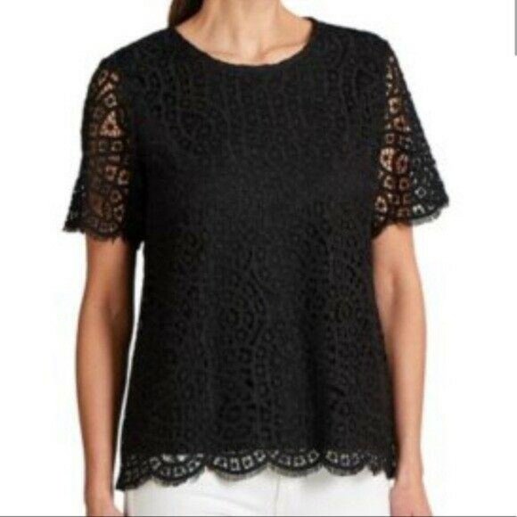 Philosophy Tops - PHILOSOPHY REPUBLIC CLOTHING Womens Black Lace Top